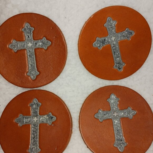 Leather Coasters - Special Set of 8 coasters - Picture 2 of 3
